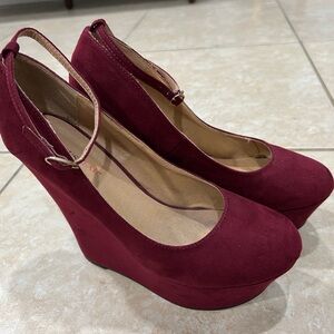JustFab Maroon Wedge Shoes
